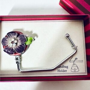 Purse Holder Foldable Bag Hanger For Table Set of 2 - Purple Violet & Sea Turtle